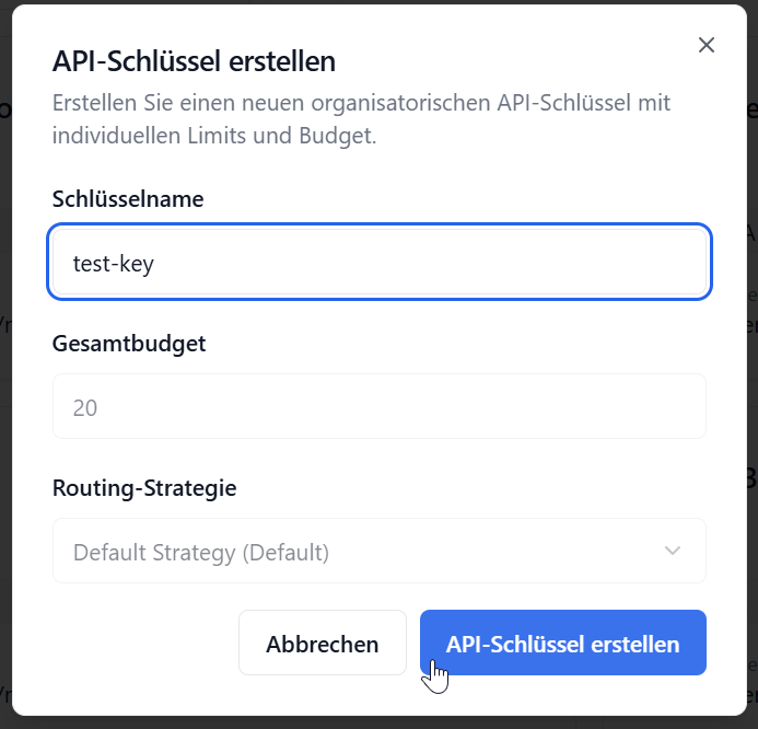 Api Key Erstellung
