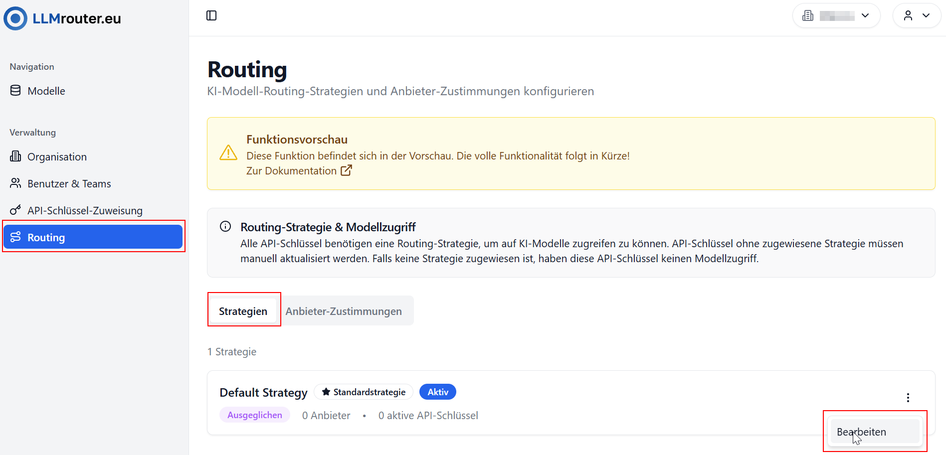 Routing-Strategie Übersicht