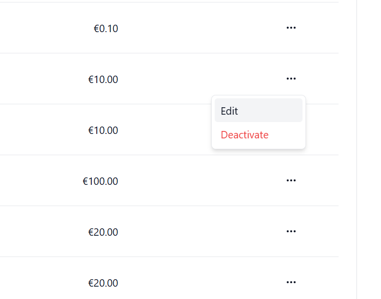 Api Key edit and deaktivate