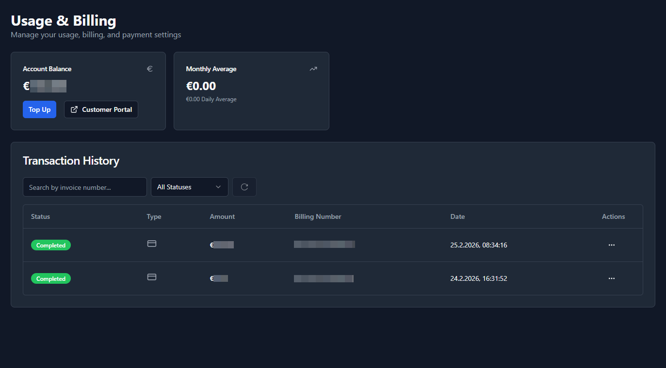 Transaction History Table
