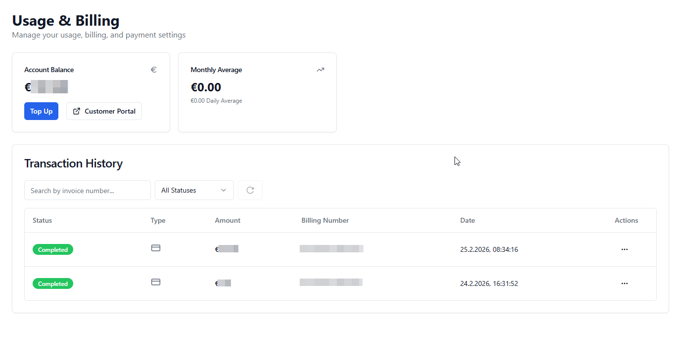Transaction History Table